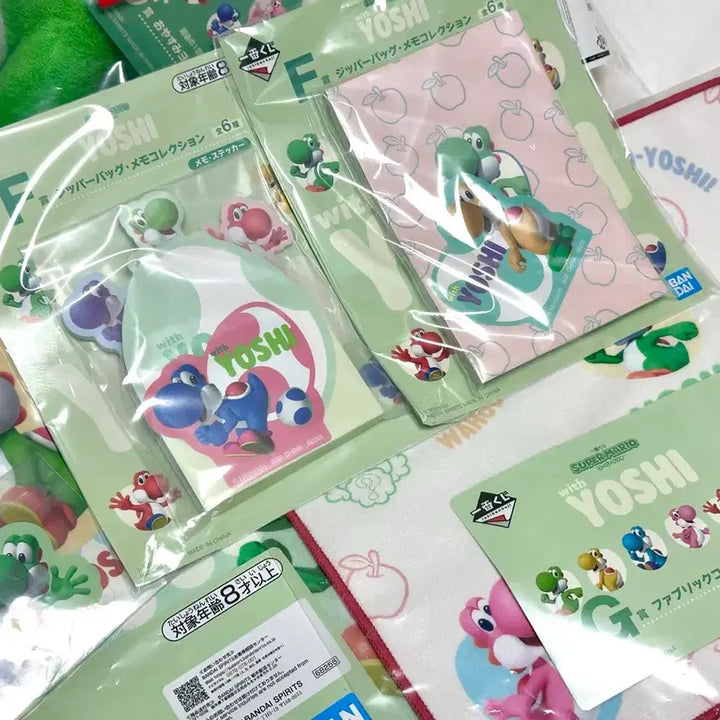 [BUNJANG] Yoshi Ichibankuji Last One Prize Doll, G Prize Towel, F Prize Memo Pad, Zipper Bag Bundle Set (Sealed) / [미개봉/일괄] 요시 이치방쿠지 라스트원 인형 G상 수건 F상 메모지 지퍼백