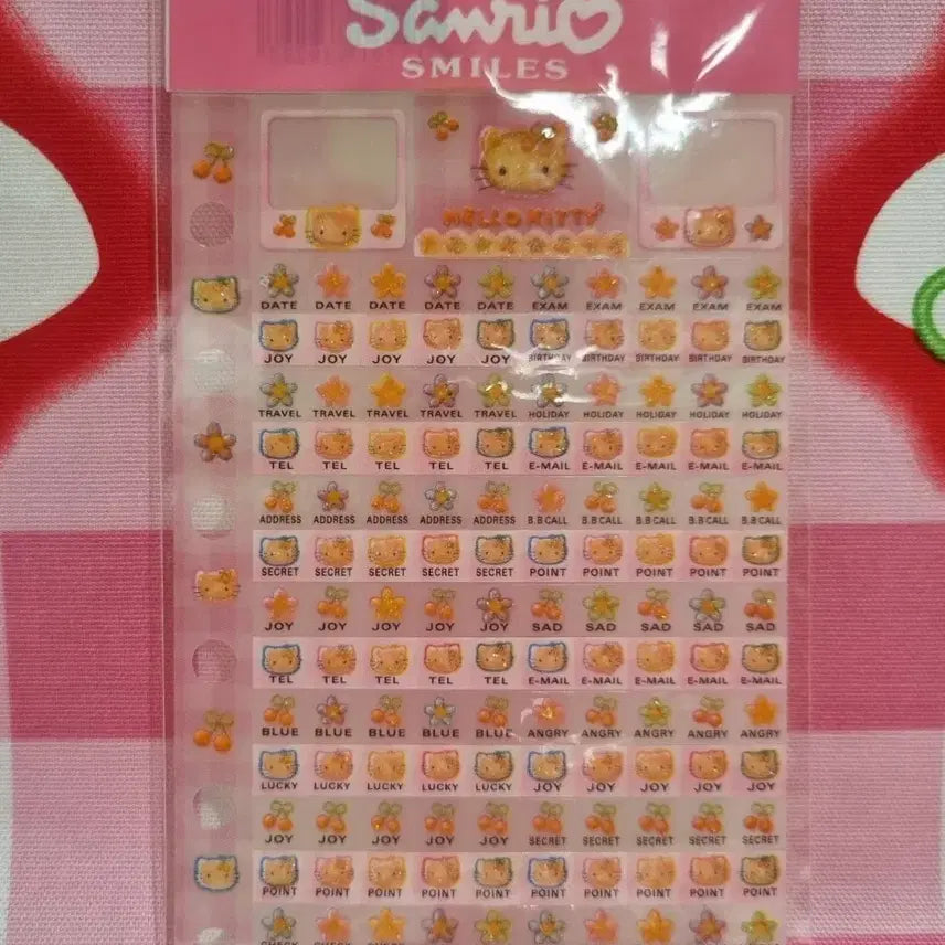 [BUNJANG] Classic Kitty Cherry Sticker Seal for 6-Hole Diary Binder / 고전 키티 체리 스티커 씰 6공 다이어리 바인더 레트로 빈티지