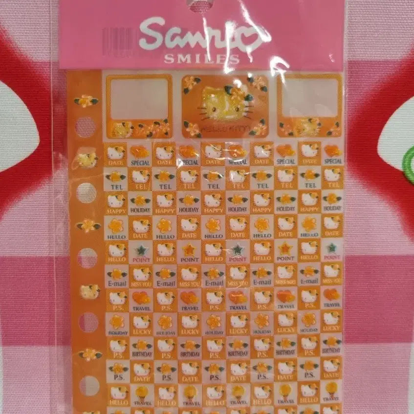 [BUNJANG] Classic Kitty Hibiscus 6-Ring Diary Binder Stickers / 고전 키티 히비스커스 스티커 씰 6공 다이어리 바인더 레트로 빈티지