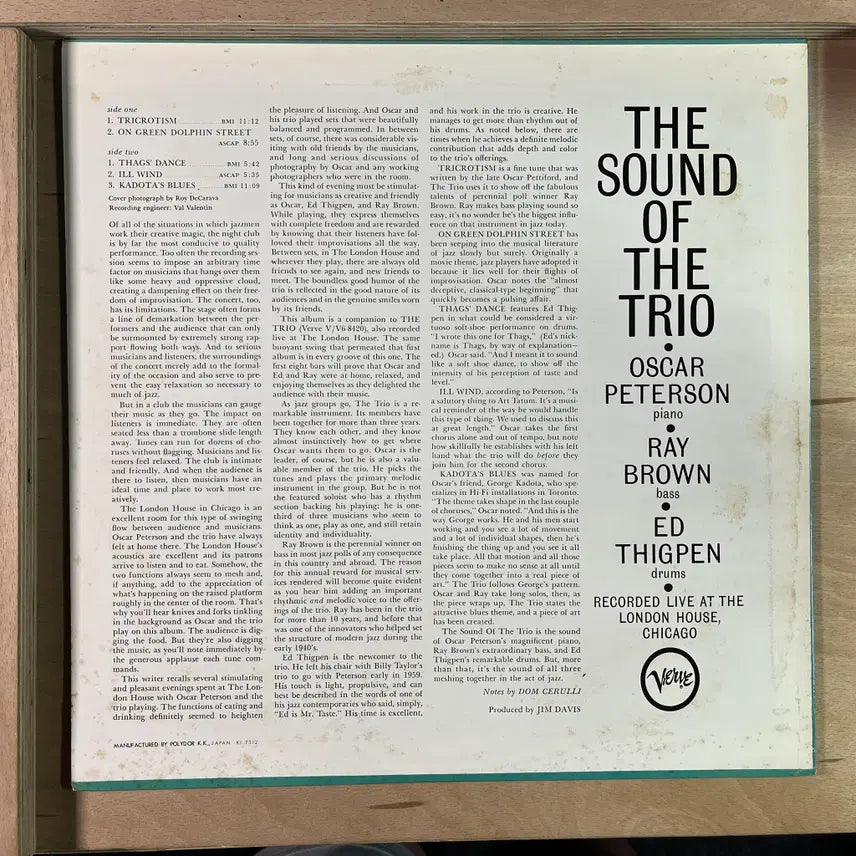 [BUNJANG] Oscar Peterson, Ray Brown, Ed Thigpen The Sound Of The Trio 1973 LP / Oscar Peterson, Ray Brown, Ed Thigpen 일본 1973년 LP