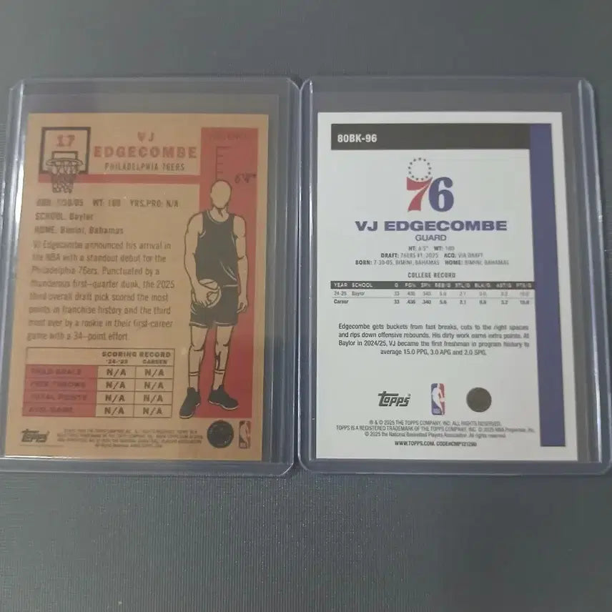 [BUNJANG] VJ Edgecomb Basketball Trading Cards Bundle Set / vj 엣지콤 카드 일괄