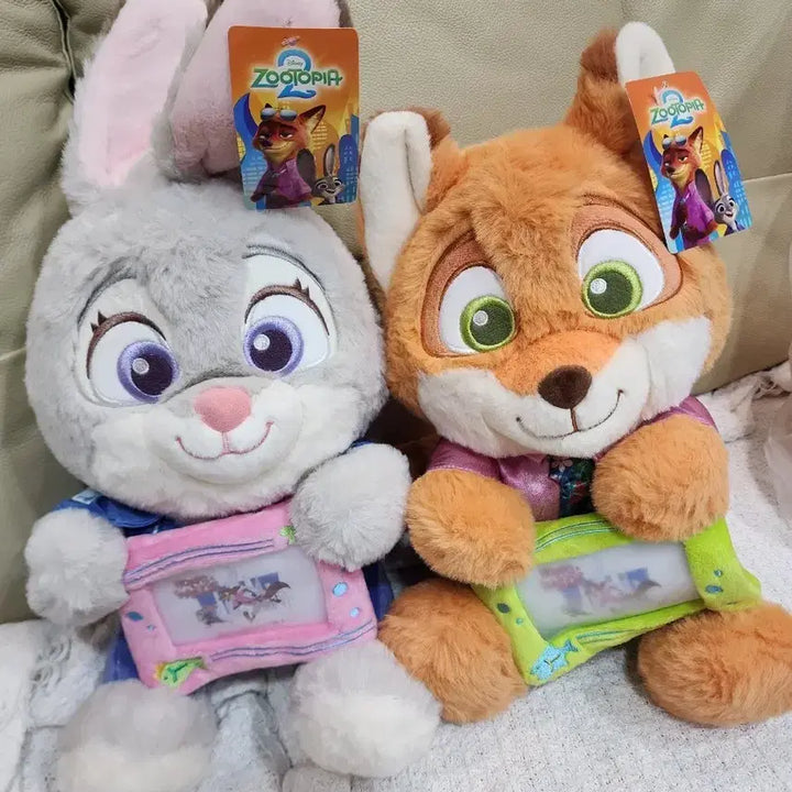 [BUNJANG] Zootopia Judy &amp; Nick Medium Plush Set with Photo Frame / 주토피아 포토프레임 중형 인형 주디&amp;닉 일괄 팝니다 :)