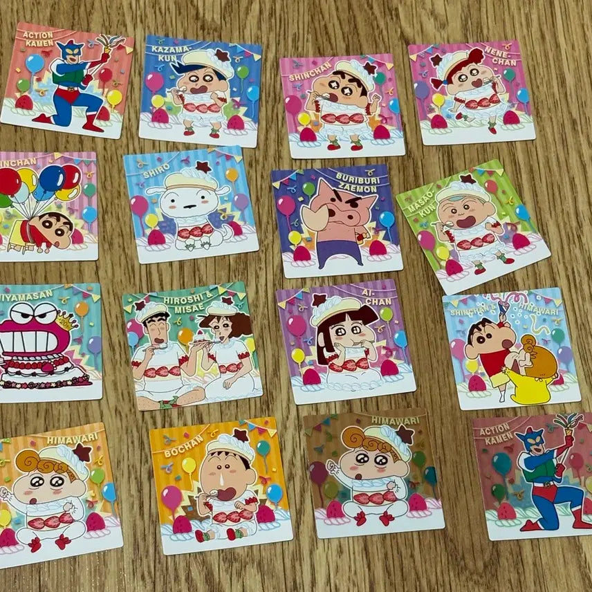 [BUNJANG] Crayon Shin-chan Choco-bi Shortcake Flavor Seal Sticker Set (16 Types) / 짱구 초코비 쇼트케이크맛 씰 스티커 16종
