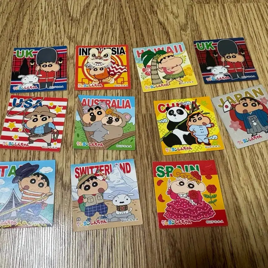 [BUNJANG] Crayon Shin-chan 2016 World Chocobi Seal Sticker Set (11 types) / 짱구 2016년 세계 초코비씰 스티커 11종