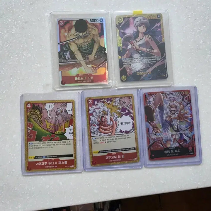 [BUNJANG] One Piece Card Game Card Set (5 Cards: Law SEC, Zoro, Luffy, Don Up, Mole Pistol) / 원피스 카드게임 카드 5장 세트 (로 SEC, 조로, 루피, 던윕, 두더지)