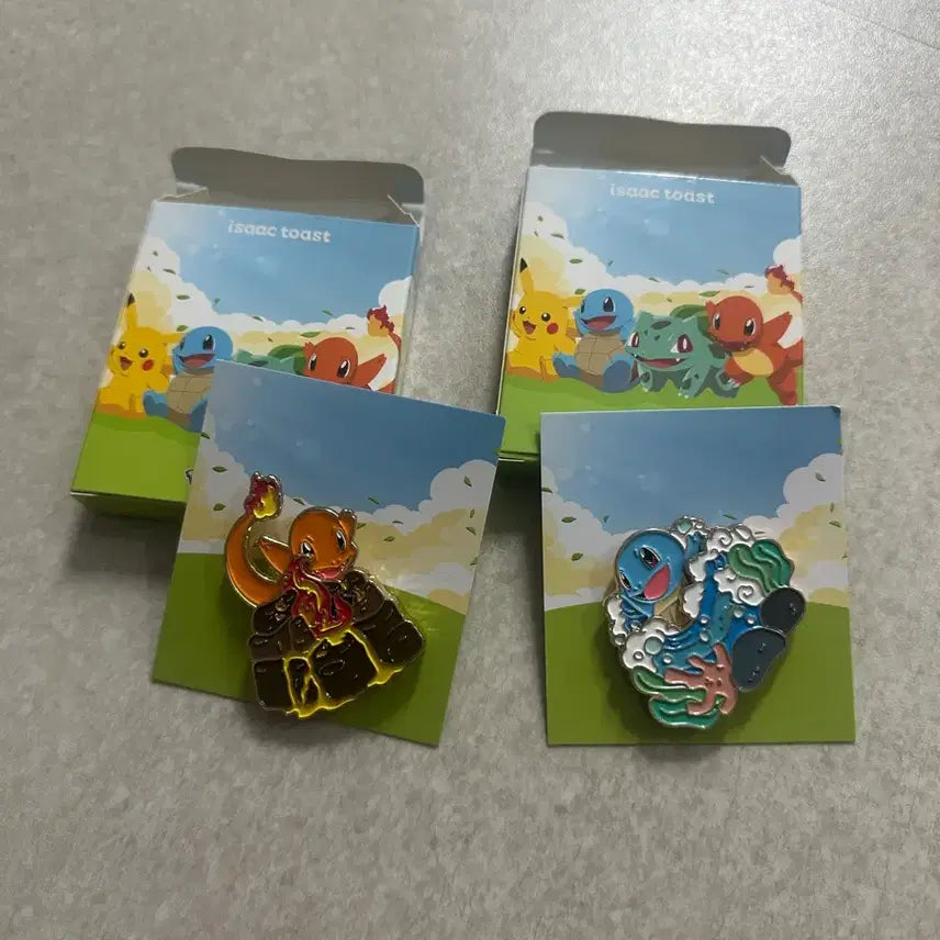 [BUNJANG] Pokemon Bakery Japan Collaboration Pin Set - Charmander / Squirtle / 포켓몬스터 이삭토스트 뱃지 파이리/꼬부기