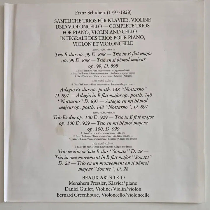 [BUNJANG] Beaux Arts Trio Schubert Complete Piano Trios 2LP Box Set (Philips Netherlands Pressing) / 보자르 트리오 - 슈베르트 피아노 트리오 전곡 2LP 박스 ( Philips 네덜란드반 )