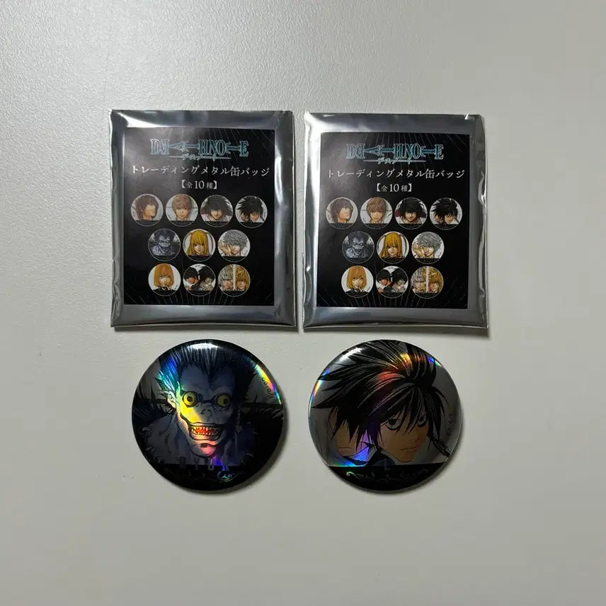 [BUNJANG] Death Note Trading Metal Can Badge Ryuk &amp; L Bundle / 데스노트 트레이딩 메탈 캔뱃지 류크 엘 일괄