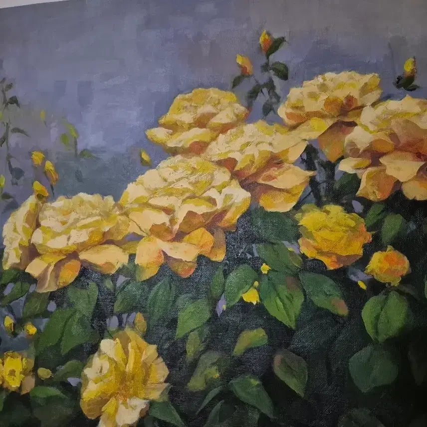 [BUNJANG] Oil Painting Rose Artwork (Size 10) / 유화 그림 장미꽃 노란색 작품 10호