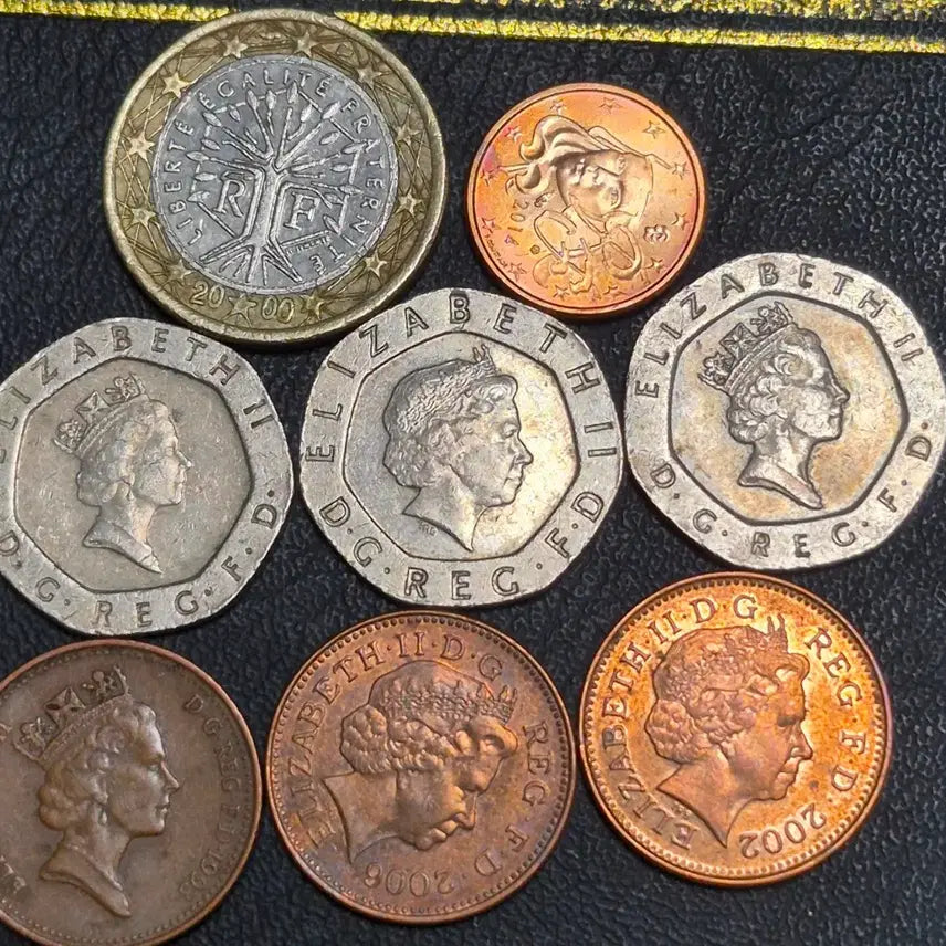 [BUNJANG] Mixed Coin Bundle: UK 20 Pence &amp; 1 Penny, France 1 Euro (6 Coins) / 영국 20펜스 1페니 프랑스 유로2. 점 합의8점 일괄