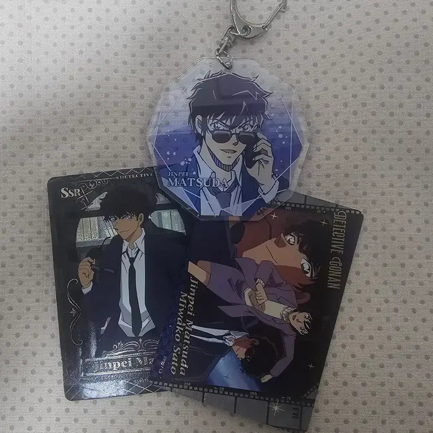 [BUNJANG] Detective Conan Matsuda Jinpei Acrylic Keyring &amp; Paper Merchandise Bundle / 명탐정코난 마츠다 진페이 송보윤 아크릴 키링 중국 지류 판매