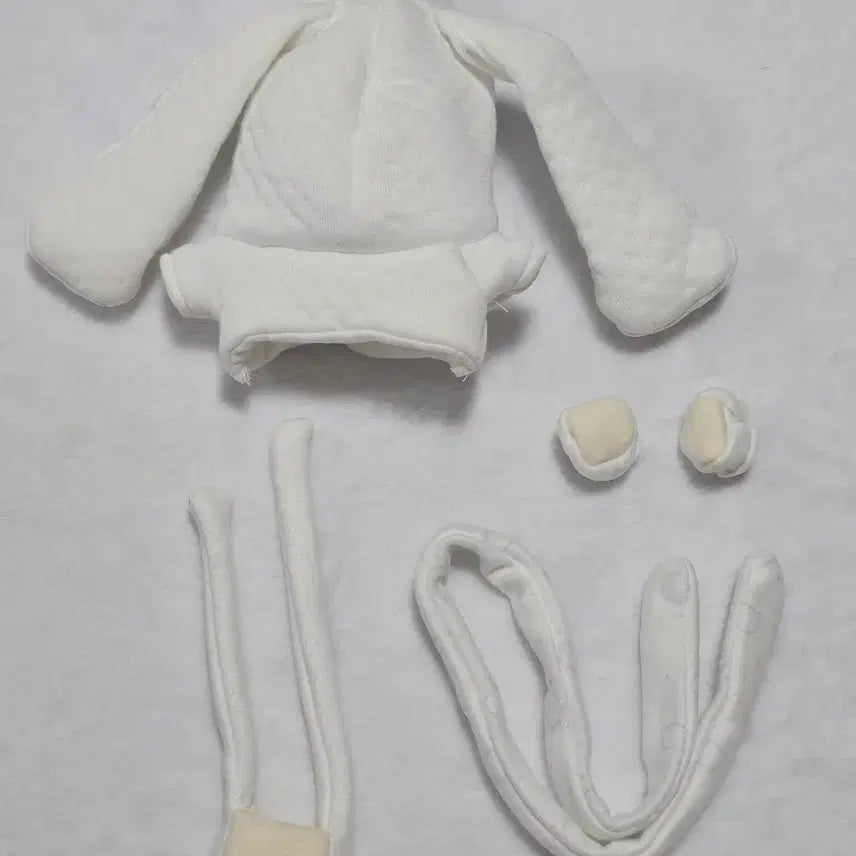 [BUNJANG] 10cm Doll Clothes - White Rabbit Coat Set / 10cm 솜인형옷 토끼코트 화이트 세트