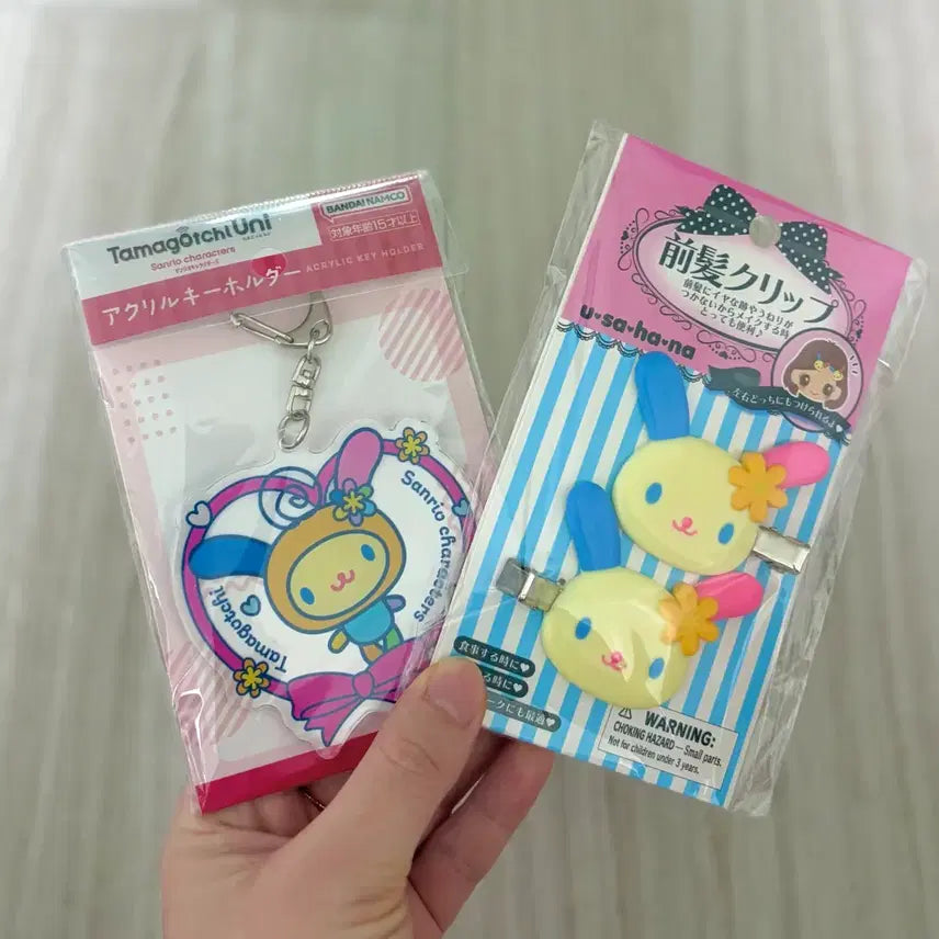 [BUNJANG] Sanrio Usahana Hairpin &amp; Tamagotchi Keychain (Sealed) / 산리오 정품 우사하나 헤어핀 키링 미개봉 새상품