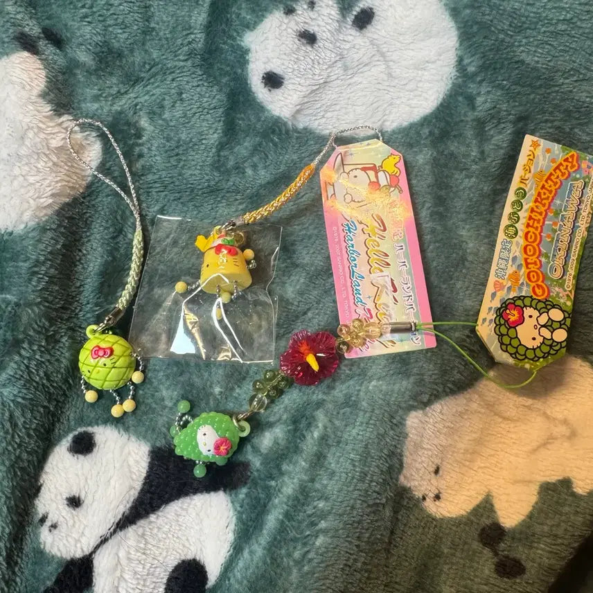 [BUNJANG] Melon Bread, Sea Grape, Pudding Kitty Strap Bundle Set / 주류 키티스트랩 일괄 판매합니다 메론빵 바다포도 푸딩
