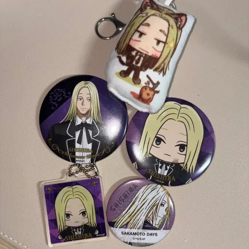 [BUNJANG] Sakamoto Days Shishiba Can Badge Pin Badge Acrylic Keyring Figure Bundle Set / (일괄) 사카모토 데이즈 시시바 캔뱃지 핀뱃지 통판 아크릴 키링 피규어 양도