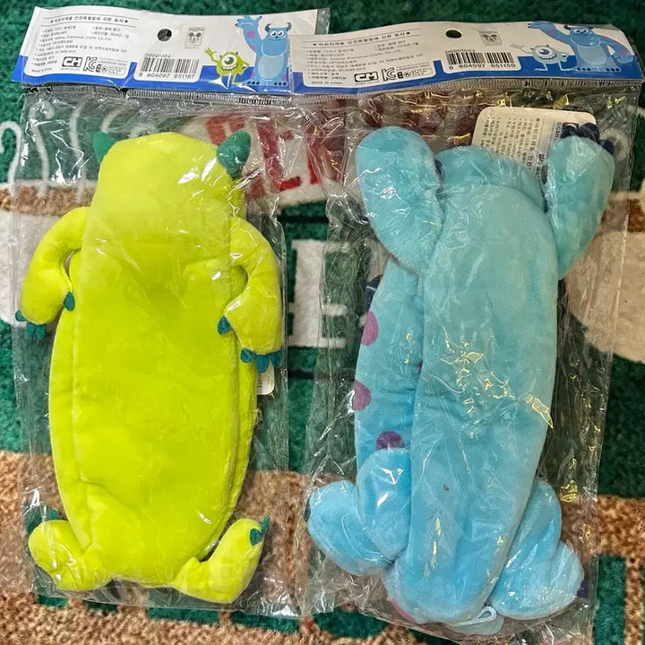 [BUNJANG] Disney Pixar Monsters, Inc. Mike Wazowski &amp; Sulley Plush Pencil Case (2016) / 고전문구 2016년 디즈니 픽사 몬스터주식회사 마이크 설리 인형 봉제 필통