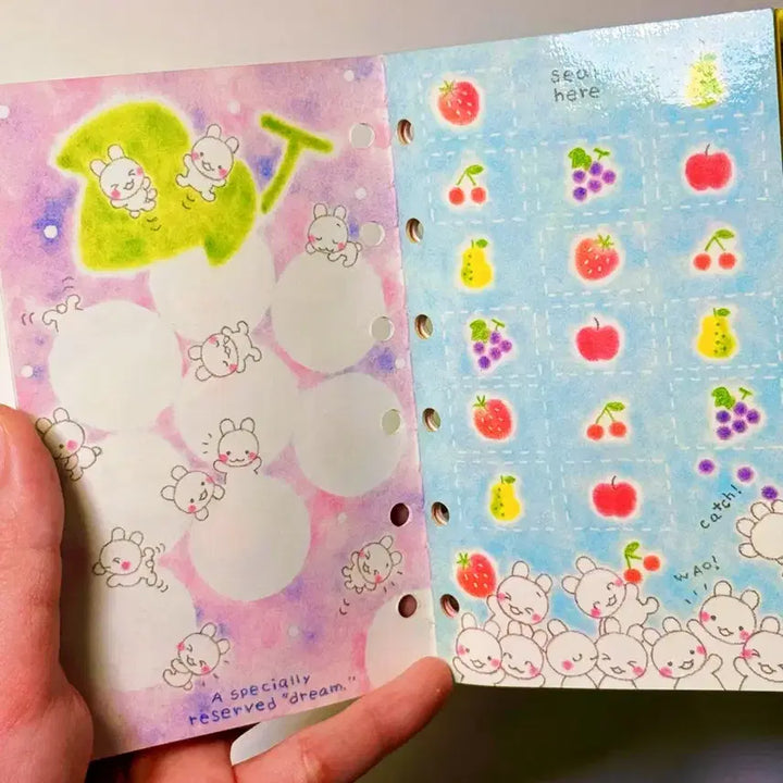 [BUNJANG] Heisei Retro Fruit Rabbit Sticker Book / 헤이세이 고전 토끼 씰북 고전문구 일본문구 헤이세이레트로 과일토끼 스티커북 고전지류