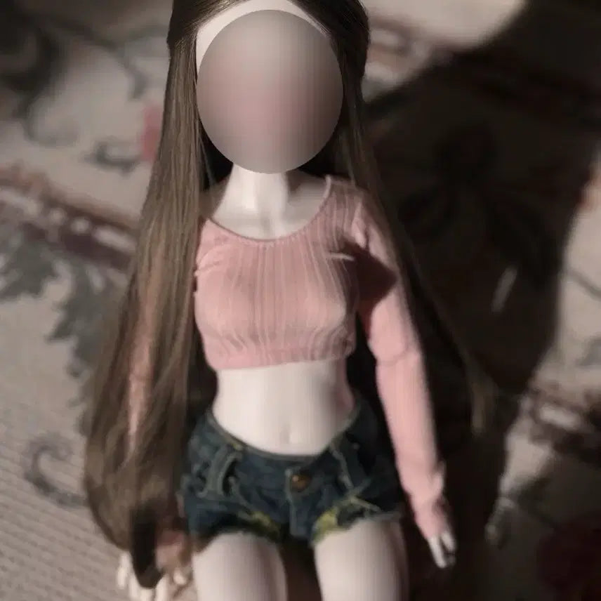 [BUNJANG] MSD Pink Cropped T-Shirt / msd 의상 치카비 연핑크 크롭티