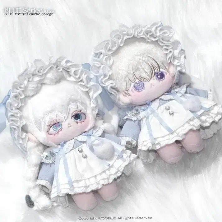 [BUNJANG] 10cm Plush Figure Outfit Lovely Look Set with Bonnet and Ribbon / 10cm 플르슈 우블 연하늘 옷장 블루시리즈 무속성 솜인형의상 Peluche 리본 러블리룩
