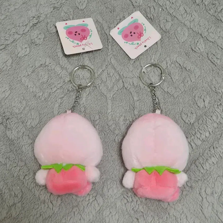 [BUNJANG] Lovely Peach Couple Doll Keychain Set / 커플 인형 키링 러블리 피치 2종 세트
