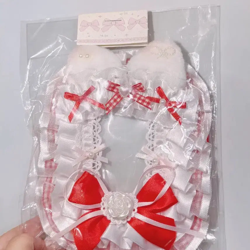 [BUNJANG] White &amp; Red Lace Handmade Photocard Holder / 화이트&amp;레드 레이스 탑꾸 탑로더 꾸미기 핸드메이드 포카홀더