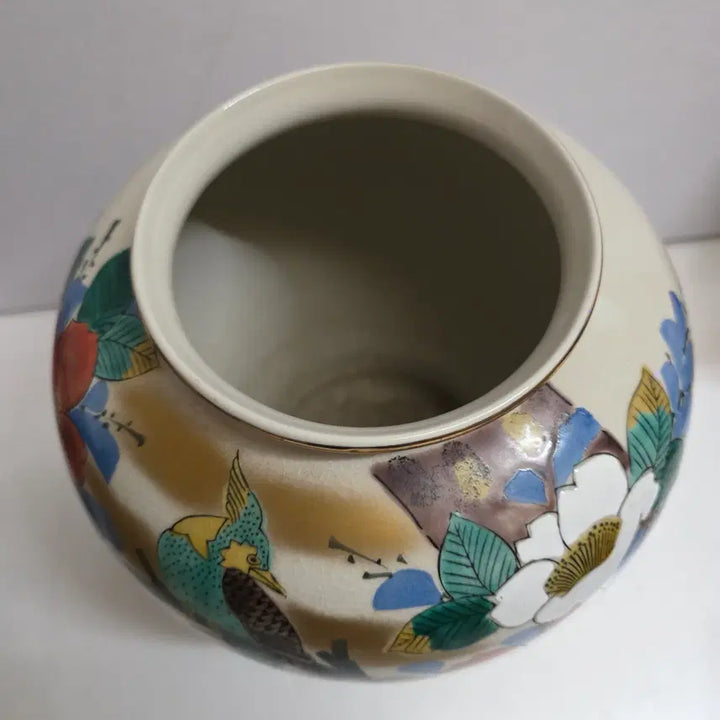 [BUNJANG] Japanese Traditional Celadon Vase with Bird and Flower Motif and Gold Embellishments / 일본전통 도자기 화조문 금채 도자기 화병
