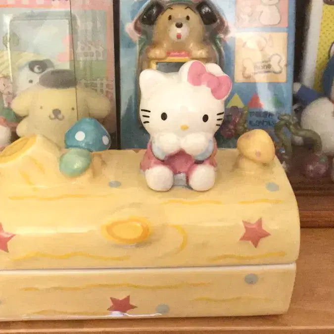 [BUNJANG] 1976-2004 Rare Classic Japanese Forest Kitty Storage Box Figure Porcelain / 레어! 1976 2004 일본 고전 숲속 키티 보관함 피규어 도자기