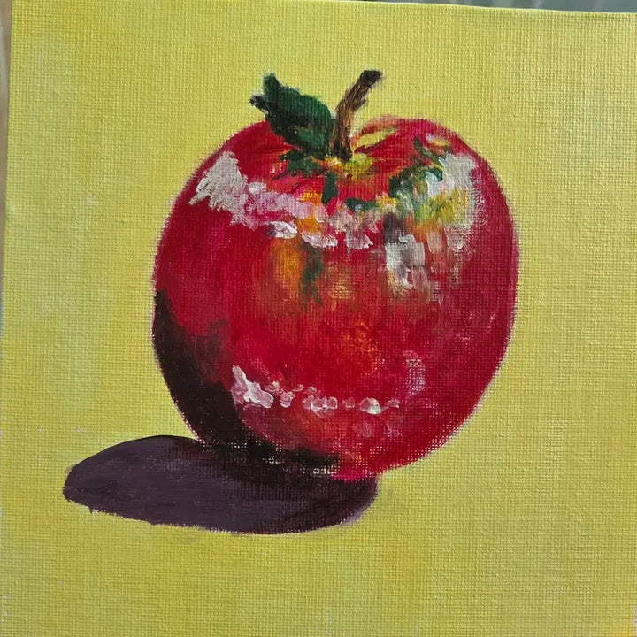 [BUNJANG] Hand-Painted Apple Acrylic Painting on Canvas / 사과 그림 수제:)