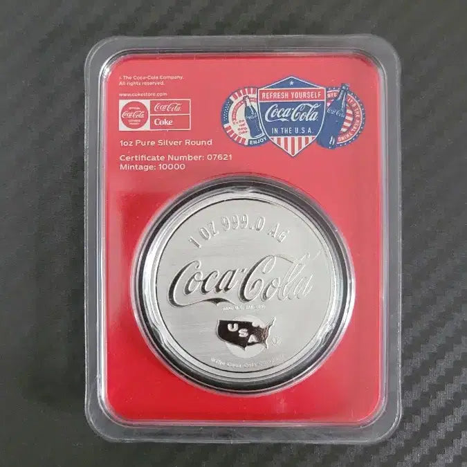 [BUNJANG] Coca-Cola 140th Anniversary Limited Edition Reverse Proof Color Silver Round / 코카콜라140주년 기념 한정판 리버스  프루프 색채 실버 라운드