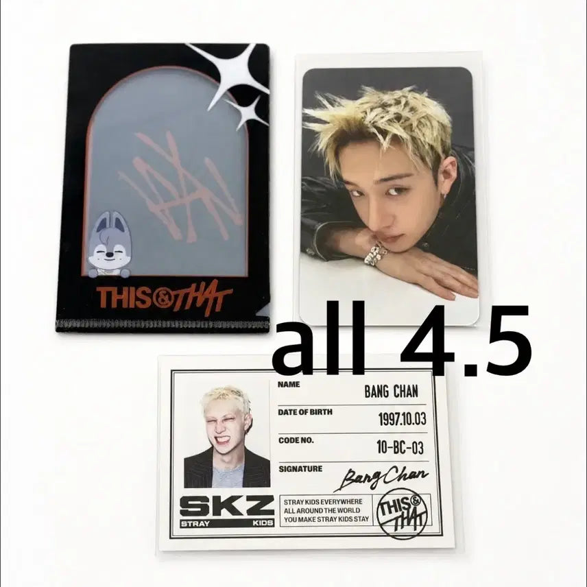 [BUNJANG] Stray Kids Bang Chan SKZ THIS MAN POPUP Hol-holder Photocard Set / 스트레이키즈 스키즈 디스앤댓 팝업 방찬 엘홀더 구매 포카 앨포 세트
