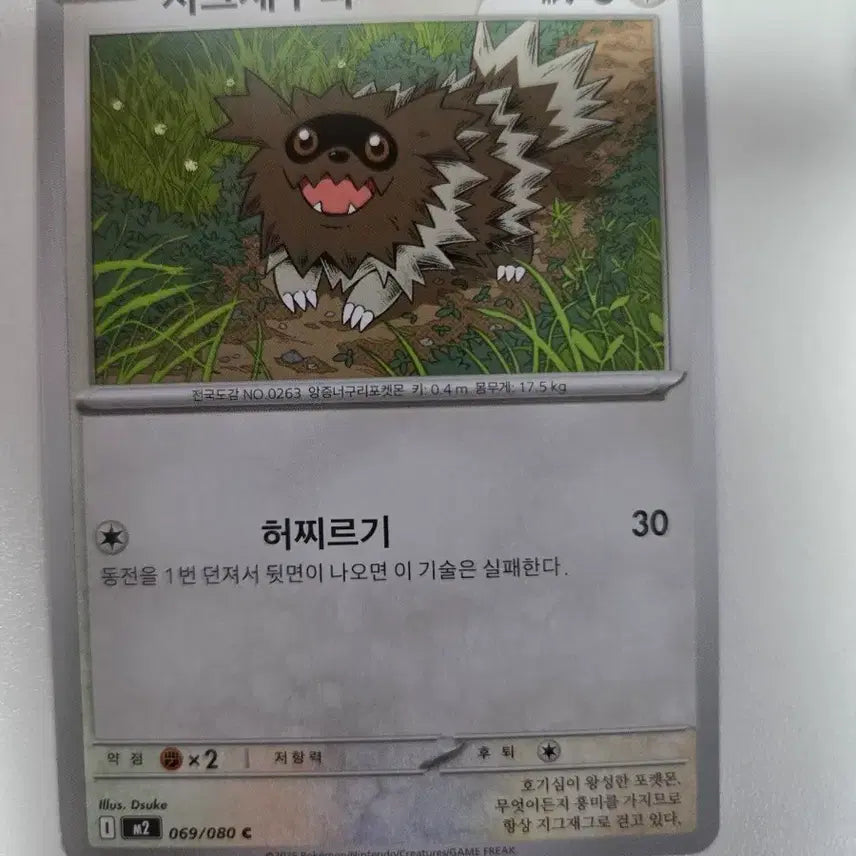 [BUNJANG] Pokemon Card Zigzagoon 069/080 / 포켓몬 카드 지그제구리 069/080