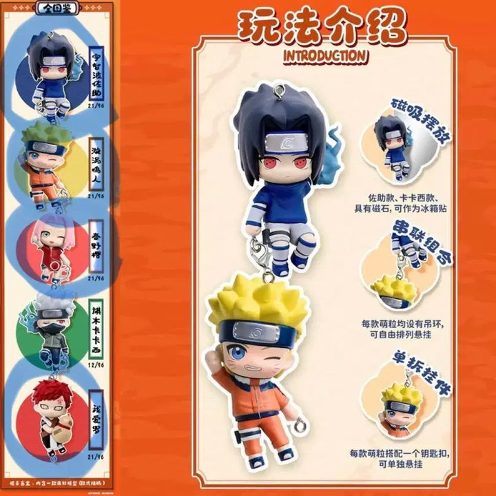 [BUNJANG] Naruto Dangling Figure Connecting Keychain Set (Naruto, Sasuke, Sakura, Gaara) / 나루토 대롱대롱 피규어 연결 키링 나루토 사스케 사쿠라 가아라