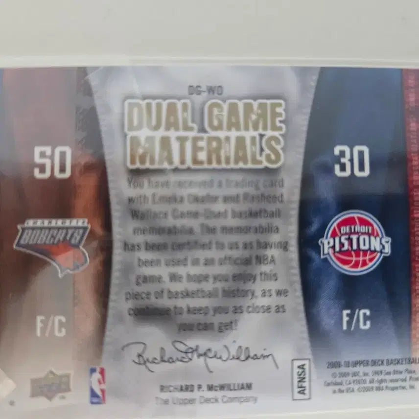 [BUNJANG] Ameka Okafor Rashid Wallace Dual Game Material Card Limited Edition / 어메카 오카포 라시드 월레스 듀얼 게임 메테리얼 카드