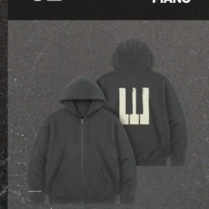 [BUNJANG] BIGBANG Prequel Exhibition "Piano" Logo Zip-Up Hoodie (Charcoal, XL) / 빅뱅 프리퀄 전시회 집업 후디 피아노 BIGBANG 차콜