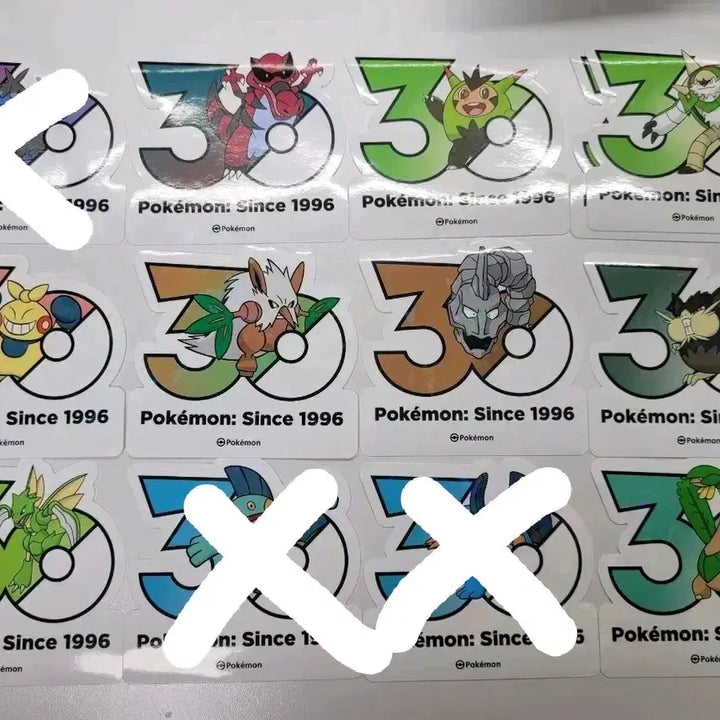 [BUNJANG] Pokemon 30th Anniversary Logo Stickers Set / (원가판매/교환) 포켓몬 30주년 로고 스티커 누니머기 브이젤 차데스 나목령 지가르데 캐터피 알로라 모래두지 로토무 타만타 찌르꼬 푸크린 유크시 설운 캐스퐁 꼬지지 레오꼬 레지락