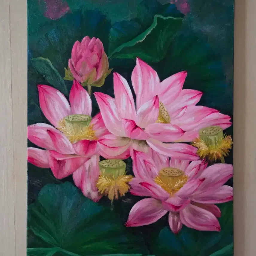 [BUNJANG] Lotus Oil Painting Canvas Art / 연꽃 유화 그림