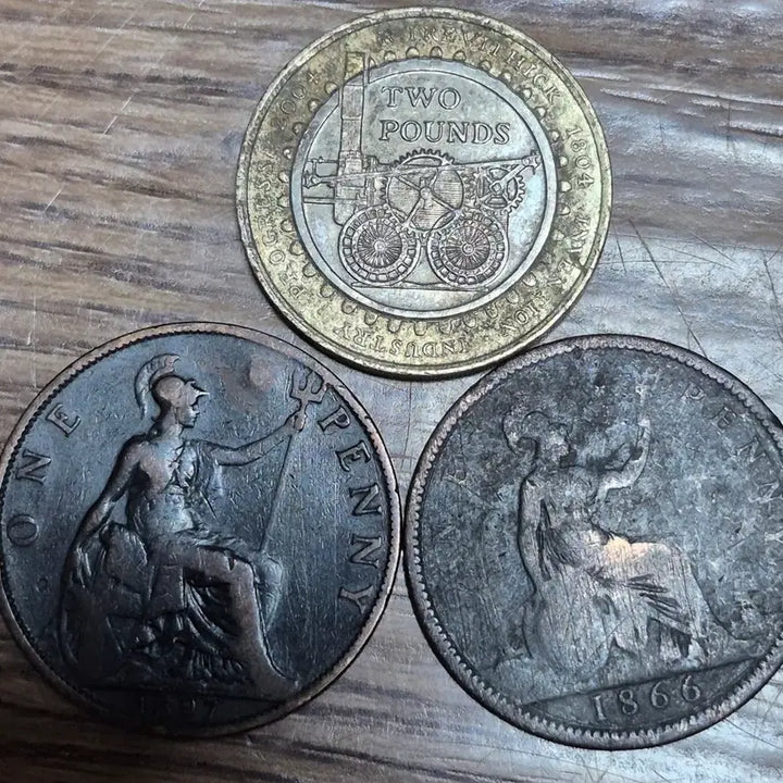 [BUNJANG] United Kingdom 1866, 1907 Penny &amp; 2004 2 Pound Coin Set / 영국 주화 2파운드 1페니 2개 세트 3점