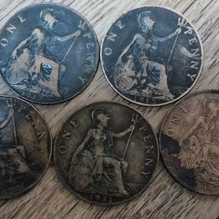 [BUNJANG] George V Penny Coin 5-Piece Set / 영국 조지 5세 원. 페니 5개 세트. 모음