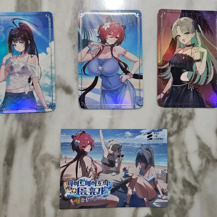 [BUNJANG] Chaos Zero Knightmare Kazena Comic World Photocard Set with Game Coupon / Chaos Zero Nightmar 카오스제로나이트메어 여름 휴가 카제나 코믹월드 8서코 포토카드3종 힐데 이라벨라 올가 풀세트+게임쿠폰 리딤코드 세트