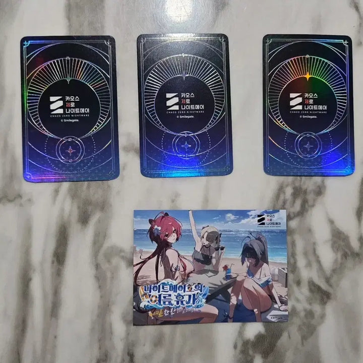 [BUNJANG] Chaos Zero Knightmare Kazena Comic World Photocard Set with Game Coupon / Chaos Zero Nightmar 카오스제로나이트메어 여름 휴가 카제나 코믹월드 8서코 포토카드3종 힐데 이라벨라 올가 풀세트+게임쿠폰 리딤코드 세트