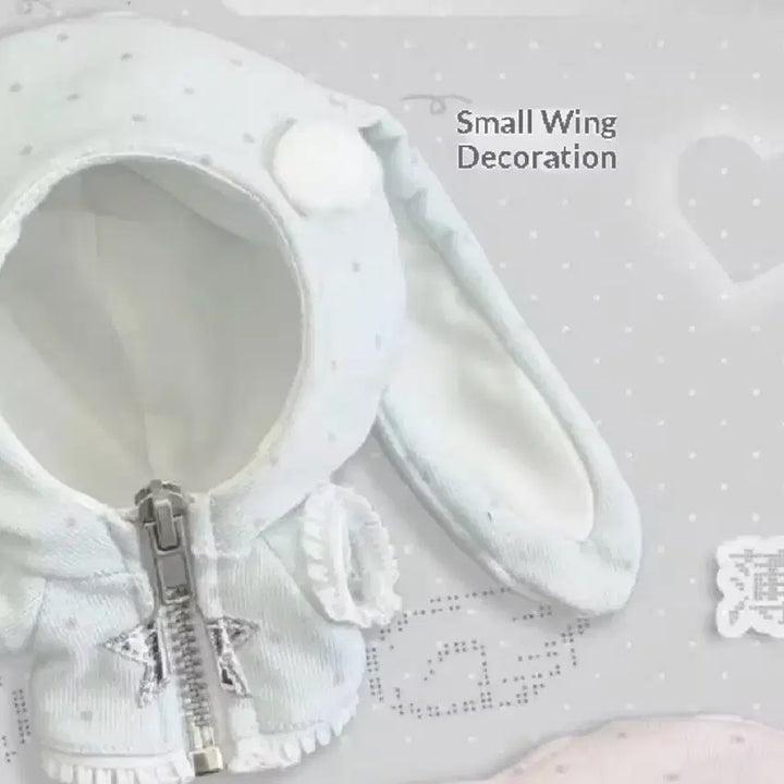 [BUNJANG] 10cm Cotton Doll Clothes Rabbit Ear Hoodie Zip-up / 10cm 솜인형옷 토끼 귀 후드 토끼집업