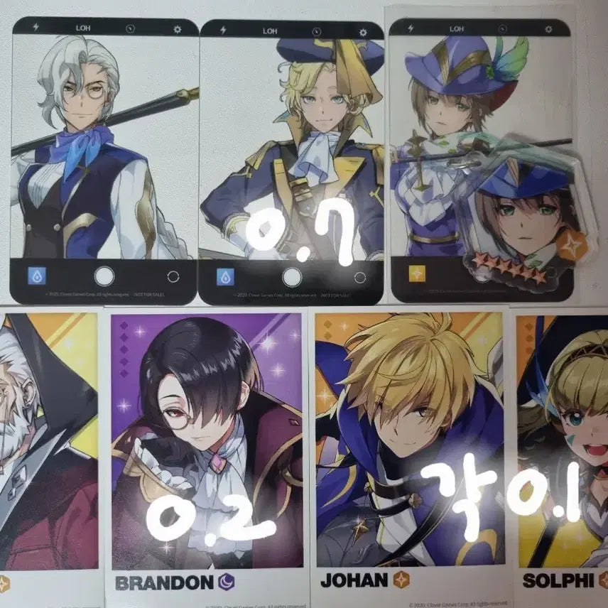 [BUNJANG] Lord of Heroes Cafe Exclusive Clear Photocard &amp; Acrylic Keychain Set / 로오히 로드오브히어로즈 카페특전 투명 포토카드 포카 아크릴 키체인 바네사 요한 브랜든 솔피 비앙카 헬가 발터