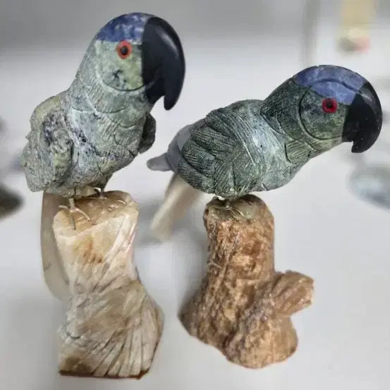 [BUNJANG] Jade Carved Parrot Pair / 옥돌조각 앵무새한쌍 옥재질모름