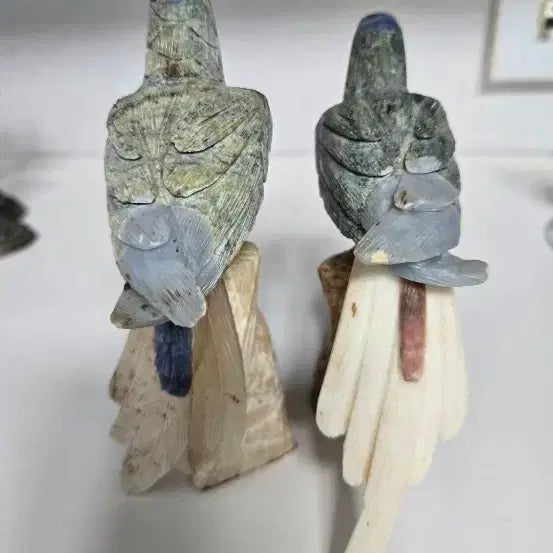 [BUNJANG] Jade Carved Parrot Pair / 옥돌조각 앵무새한쌍 옥재질모름