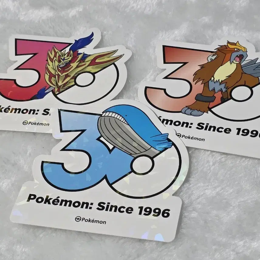 [BUNJANG] Pokemon 30th Anniversary Logo Sticker Bundle Set - Zamazenta, Entei, Wailmer / 일괄) 포켓몬스터 30주년 기념 로고 스티커 자마젠타 엔테이 고래왕
