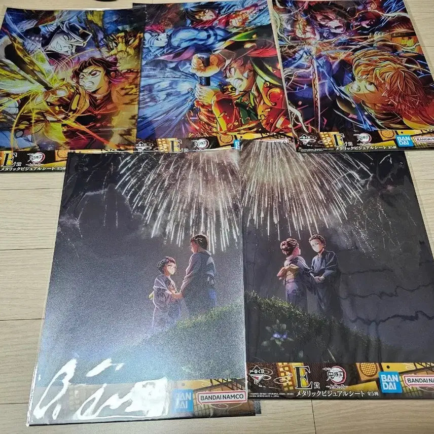 [BUNJANG] Demon Slayer Ichiban Kuji Metallic Visual Sheet Set (5 Types, B4 Size) / 귀멸의칼날 제일복권 이치방쿠지 메탈릭 비주얼 시트 5종 포스터 일괄 (b4 사이즈)