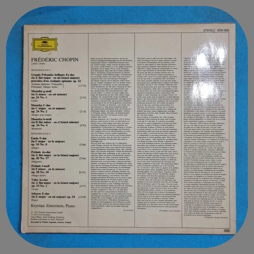 [BUNJANG] Chopin Mazurkas &amp; Preludes by Krystian Zimerman Piano LP / 쇼팽 마주르카 프렐류드 크리스티안 짐머만 피아노 LP NM/NM