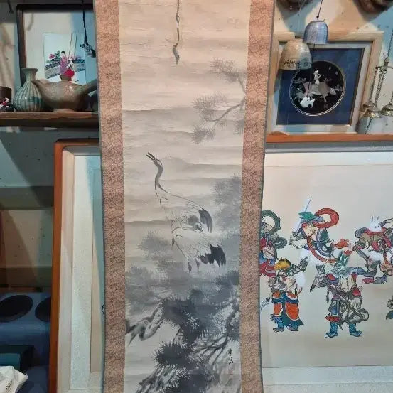 [BUNJANG] Antique Songhakdo Scroll Painting / 44   148 센치 옛날 송학도족자
