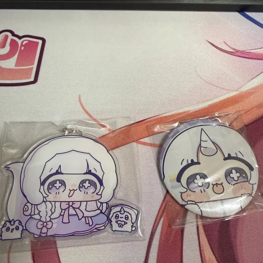 [BUNJANG] Stellive Yuni Unofficial Can Badge &amp; Acrylic Keyring Set / 스텔라이브 유니 비공식 캔뱃지,아크릴 키링 세트 판매