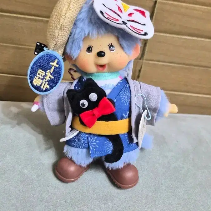 [BUNJANG] Monchhichi Yukata Cat Accessory Tengu Mask Doll / 유카타 몬치치